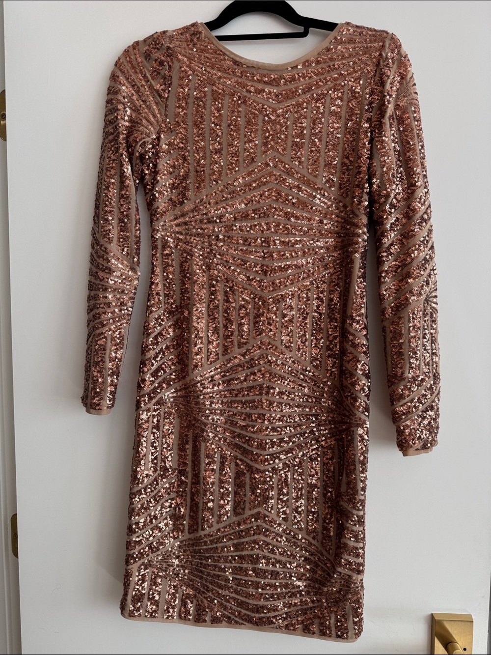 BCBGMaxAzria Rose Gold Sequin Midi Dress